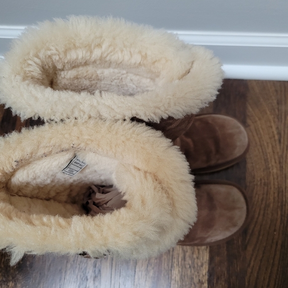 UGG Australia Messenger Pocket Chestnut Suede Shearling Fur Buckle Midcalf Boots - Picture 6 of 10